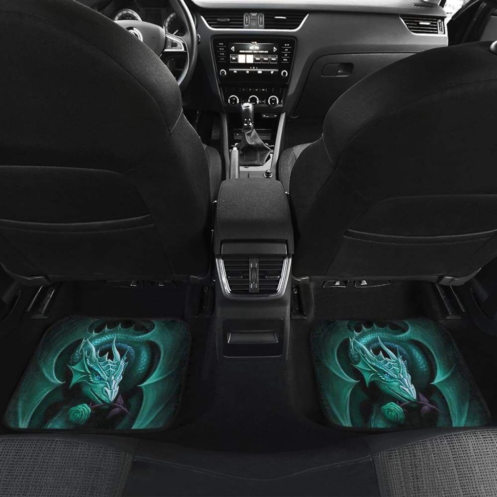 Blue Dragon Rose Art Design Car Floor Mats Fantasy 210303