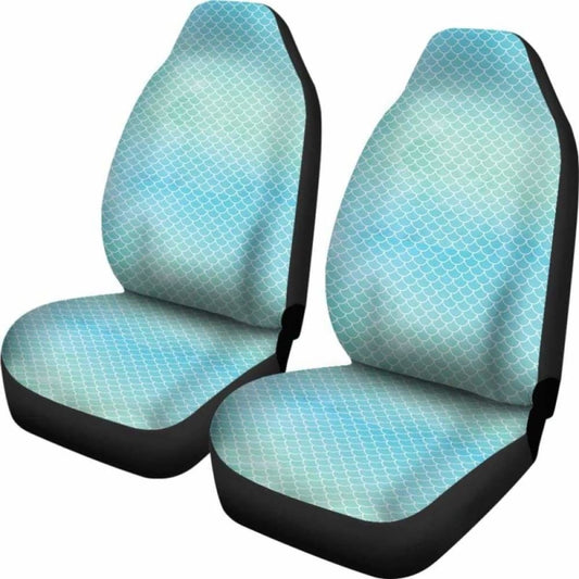 Blue Green Watercolor Mermaid Scale Car Seat Covers 174914 - YourCarButBetter