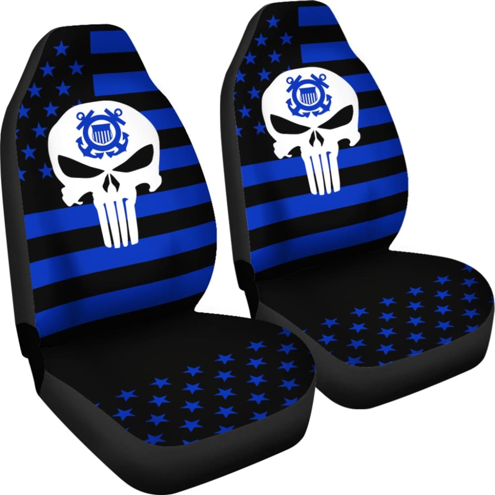 Blue Star Stripes American Flag US Coast Guard Car Seat Covers 210701 - YourCarButBetter