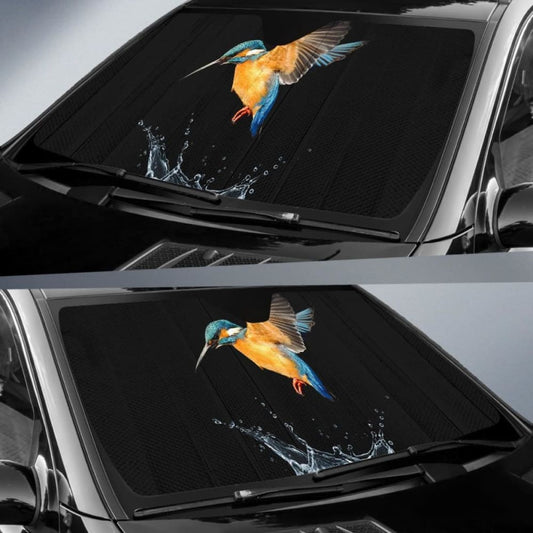 Blue Tailed Hummingbird Water Splash Car Sun Shade 460402 - YourCarButBetter