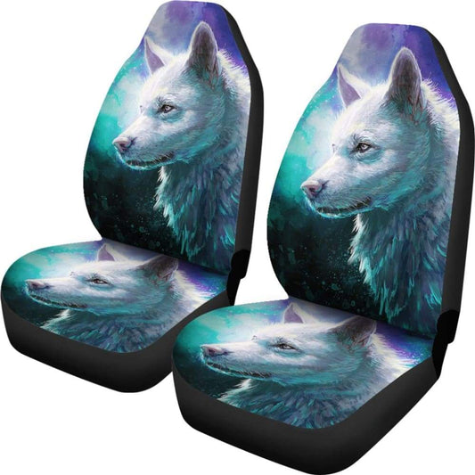 Blue White Wolf Car Seat Covers for Lovers 212602