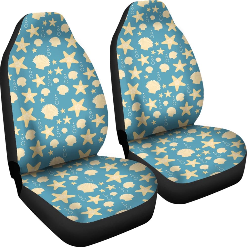 Blue With Sea Shell Pattern Car Seat Covers 212203 - YourCarButBetter
