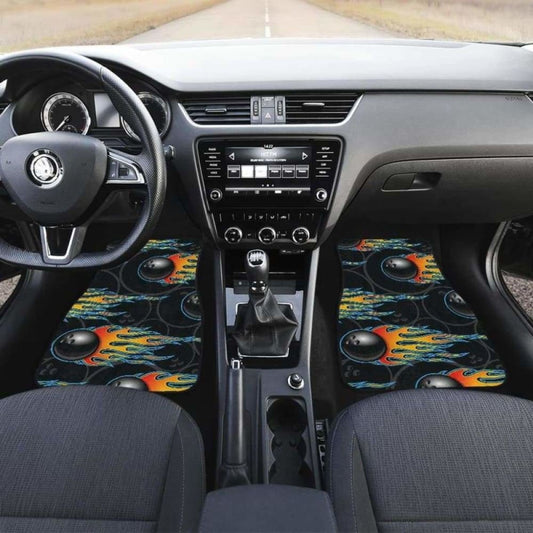 Bowling Balls Flame Pattern Front And Back Car Mats 160830 - YourCarButBetter