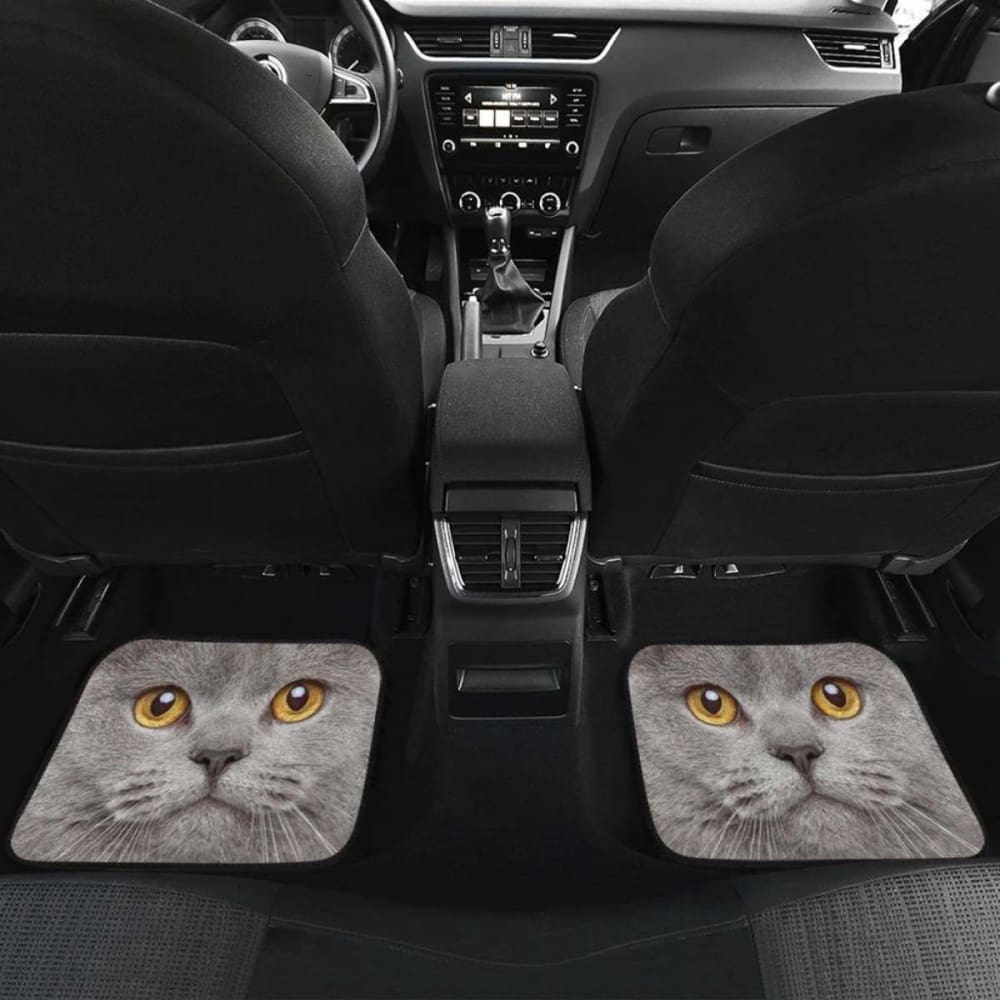 British Shorthair Cat Car Floor Mats Funny Cat Face 112428 - YourCarButBetter