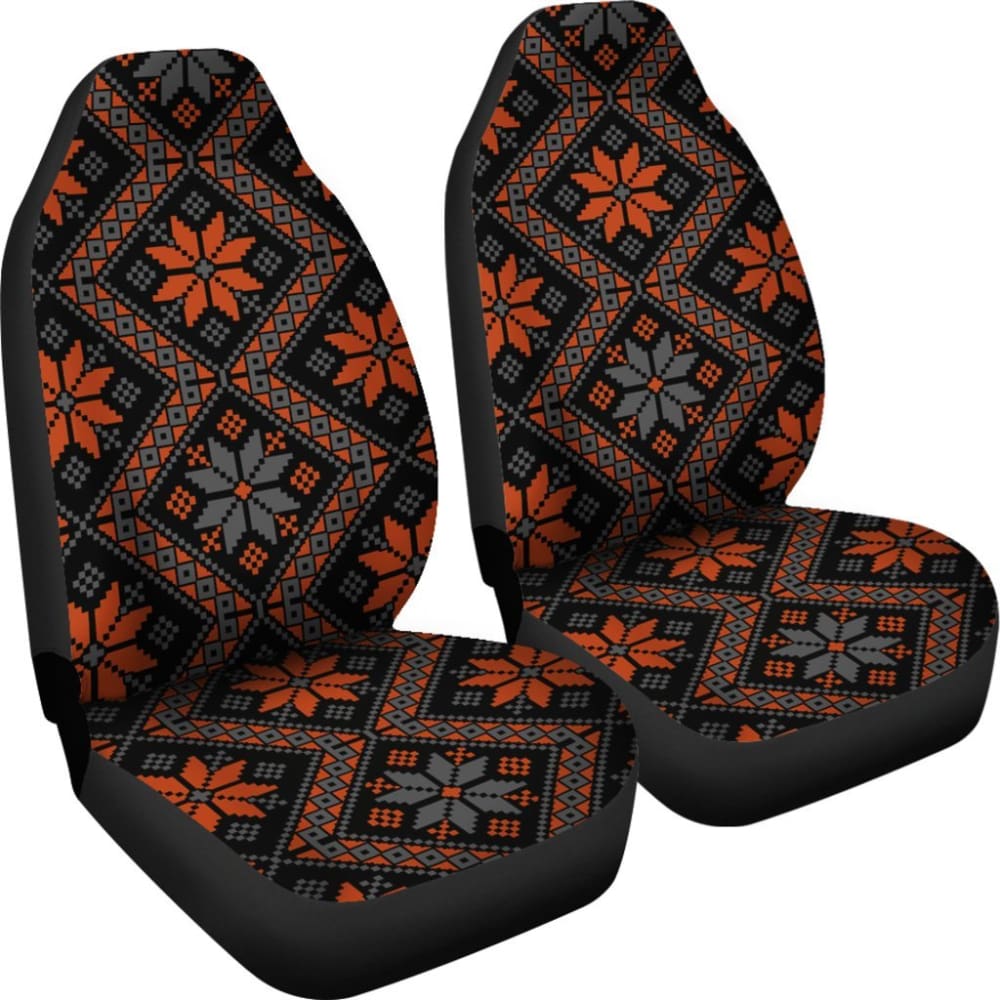 Bulgarian Boho Chic Orange Star Flower Car Seat Covers 101819 - YourCarButBetter