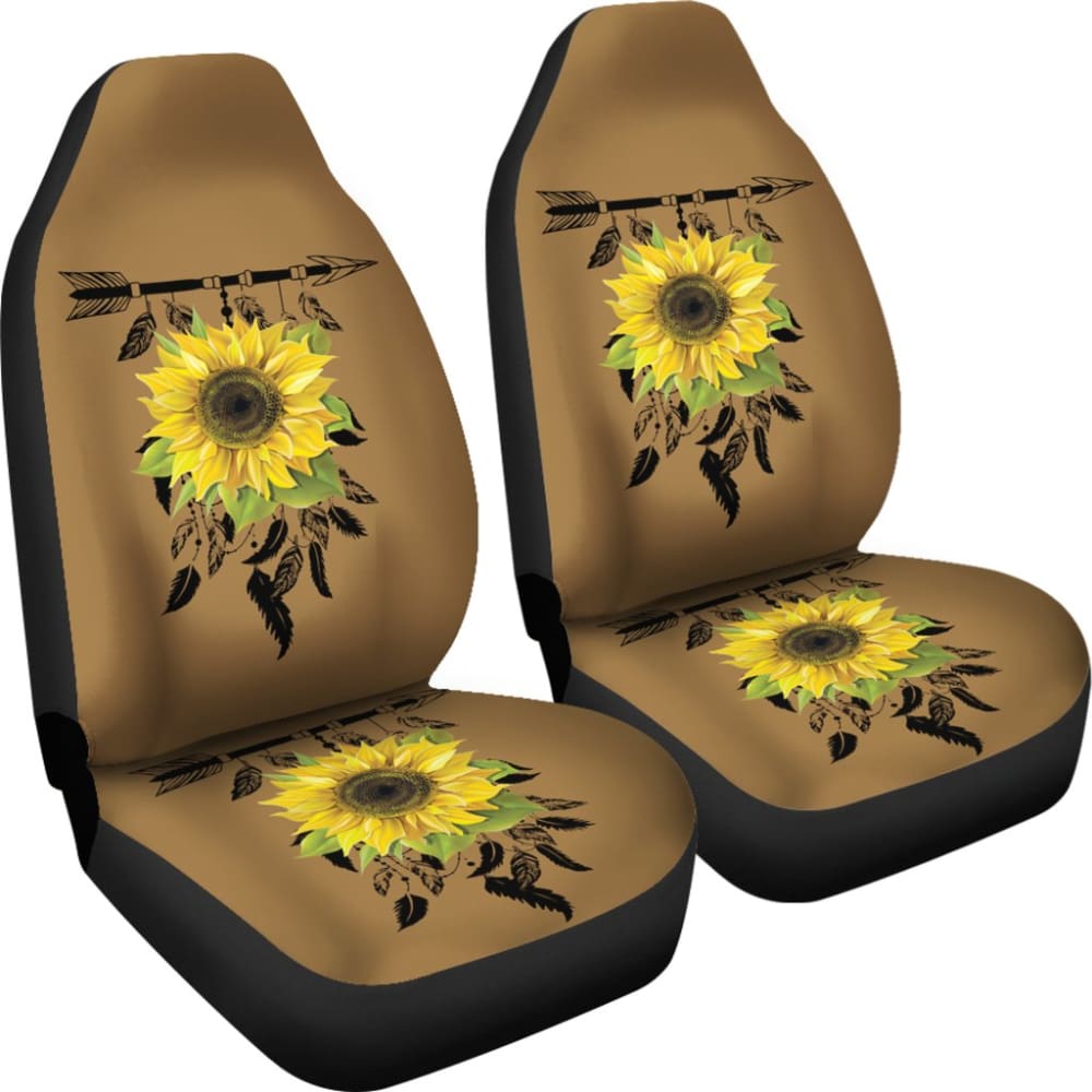 Burlap Style Background With Sunflower Dreamcatcher Car Seat Covers 211402