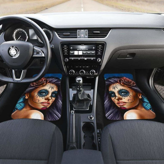 Calavera Girl - Blue - Front and Back Car Floor Mats 101807