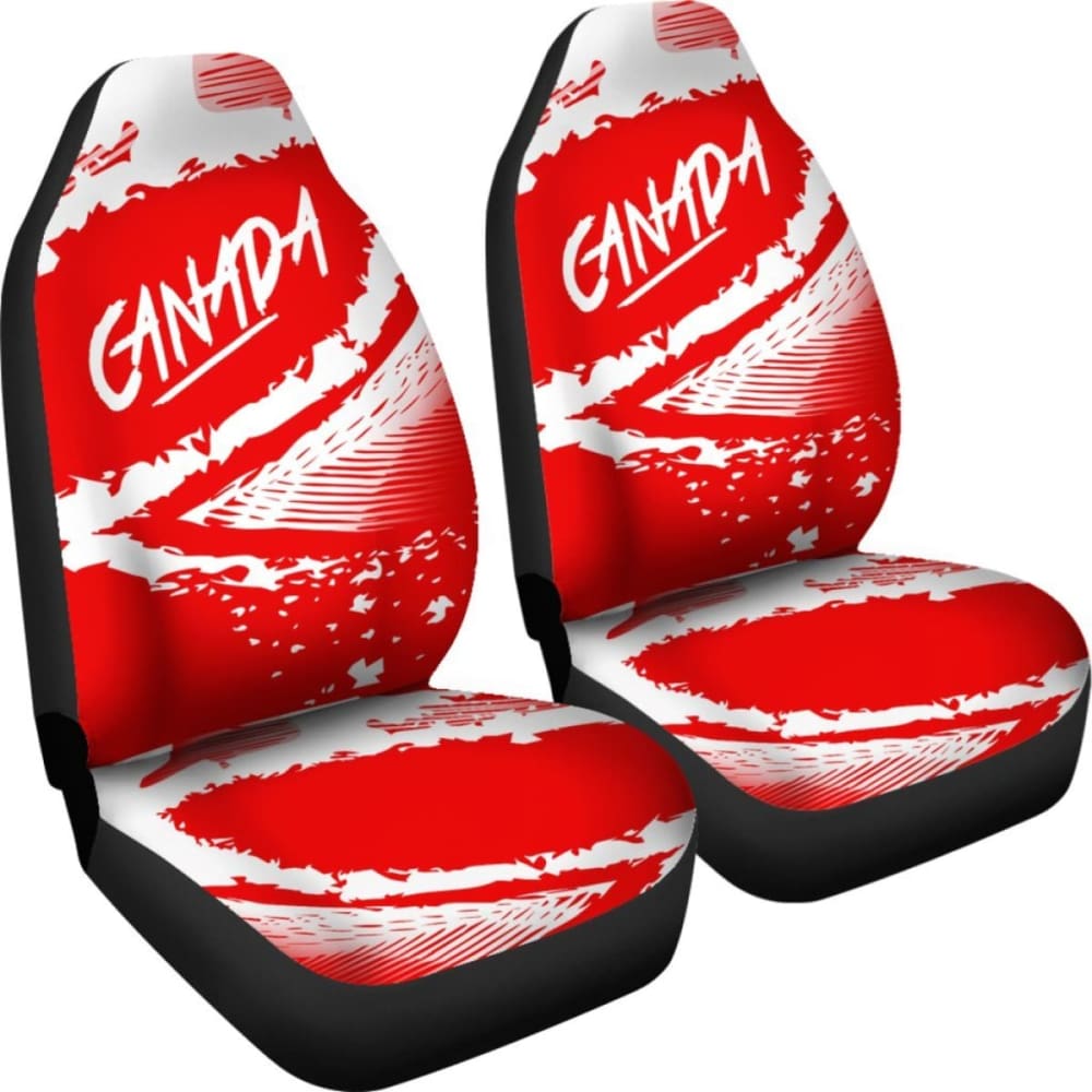 Canada Car Seat Covers Red White Color Blur Style 550317 - YourCarButBetter