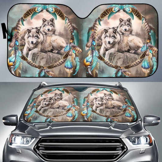Car Auto Sun Shades Native American Wolf Dreamcatcher - Make Your Own Styles