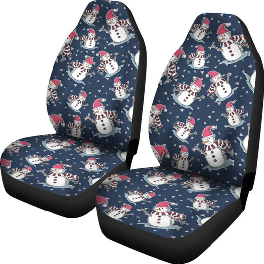 Car Seat Covers Cute Snowman Winter Universal Auto Accessories 211903 - YourCarButBetter