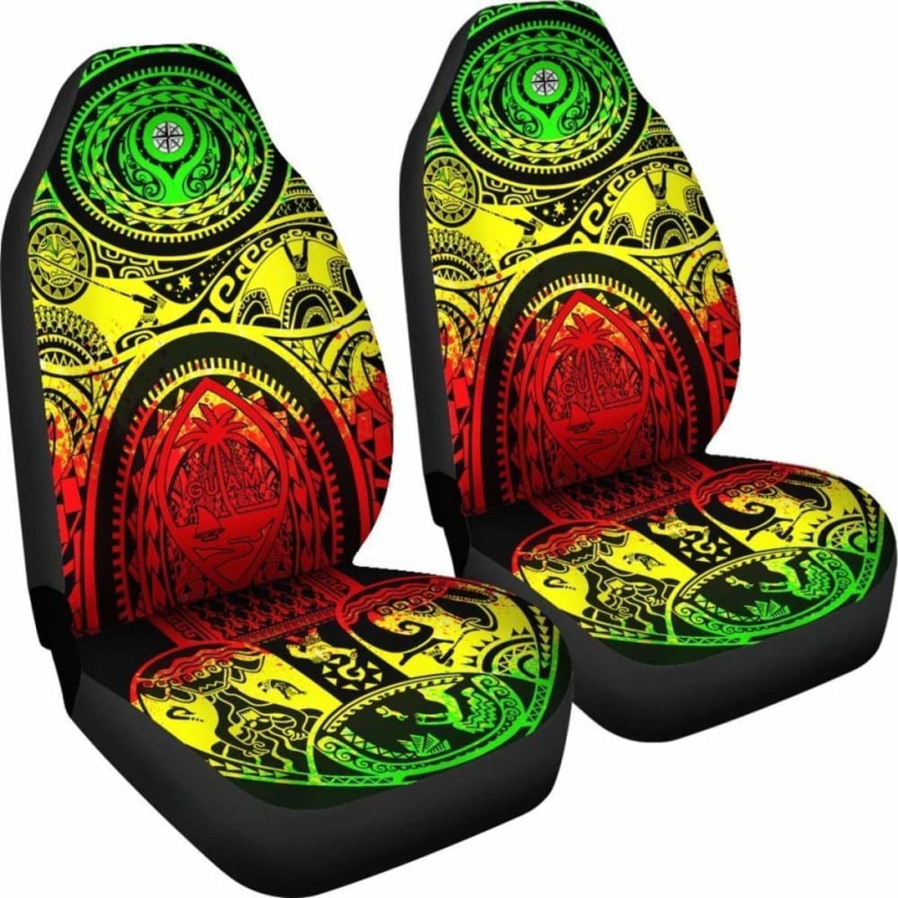 Car Seat Covers - Guam Flag Seal With Maui Moana Tattoo - 174914 - YourCarButBetter