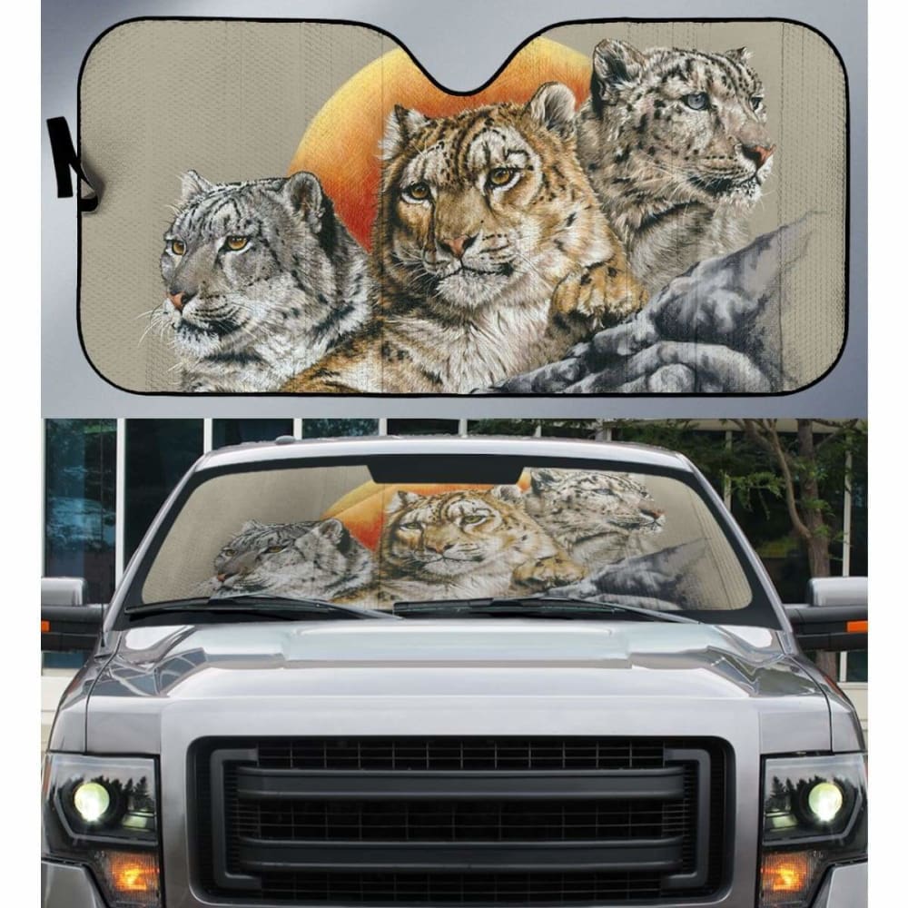 Car Sun Shade Big Cat Family 172609 - YourCarButBetter