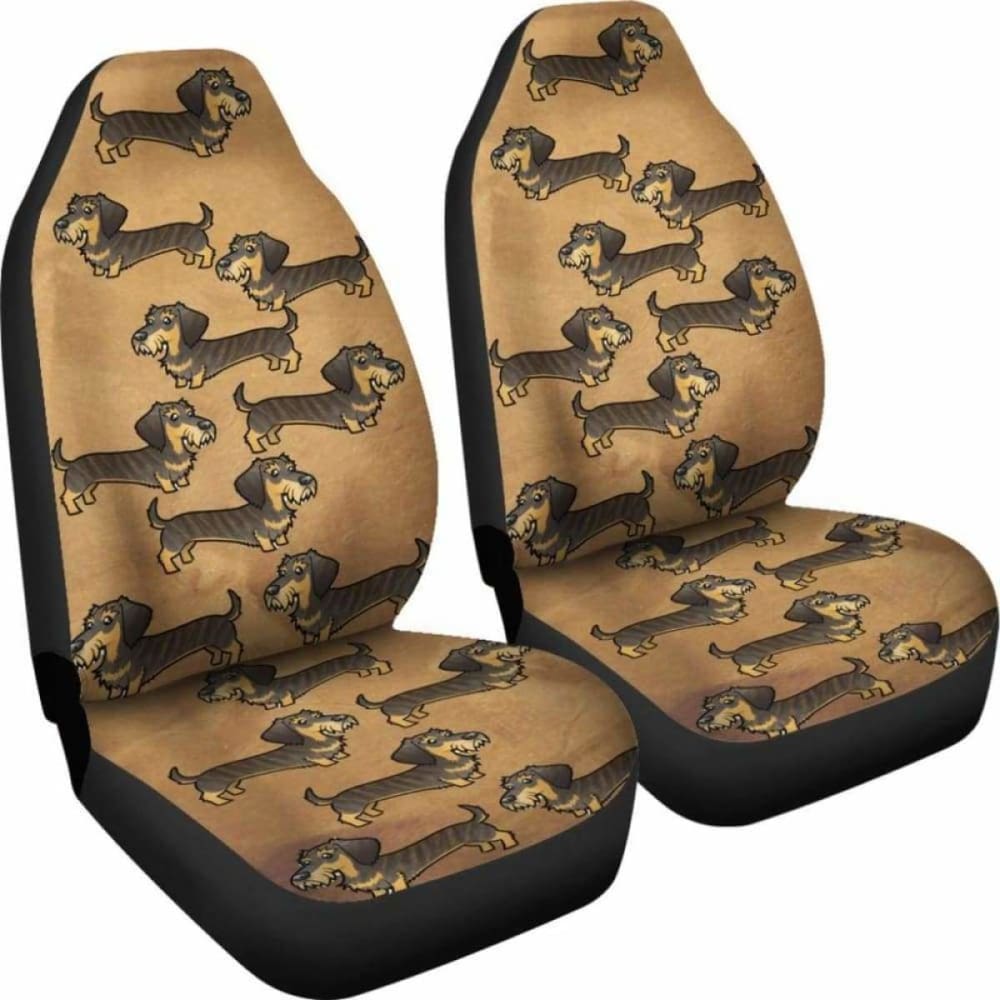 Cartoon Wire Haired Dachshund Car Seat Cover 092813