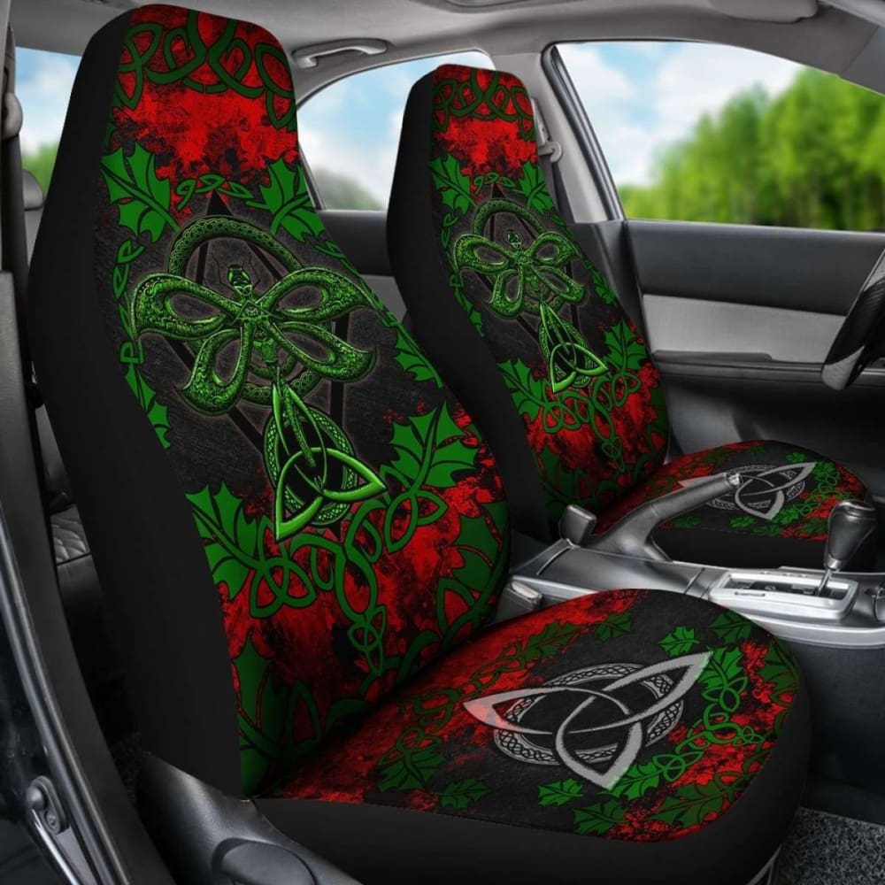Celtic Brittany Car Seat Covers - Celtic Dragonfly & Leaf Vines - Watercolor Style 135711