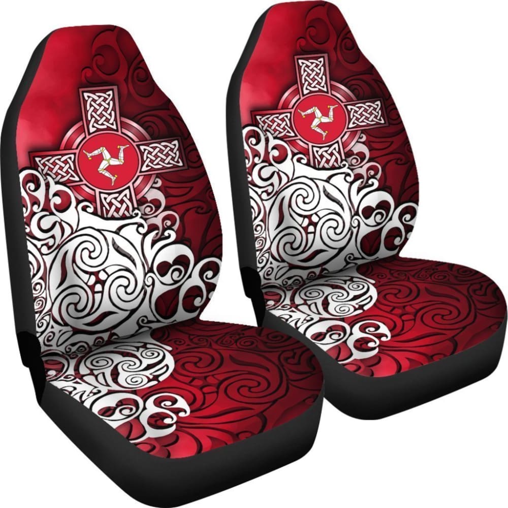 Celtic Car Seat Covers - Isle Of Man Flag With Celtic Cross 184610 - YourCarButBetter