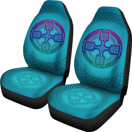 Celtic Circle Cross Car Seat Covers Set Purple and Blue 210301 - YourCarButBetter