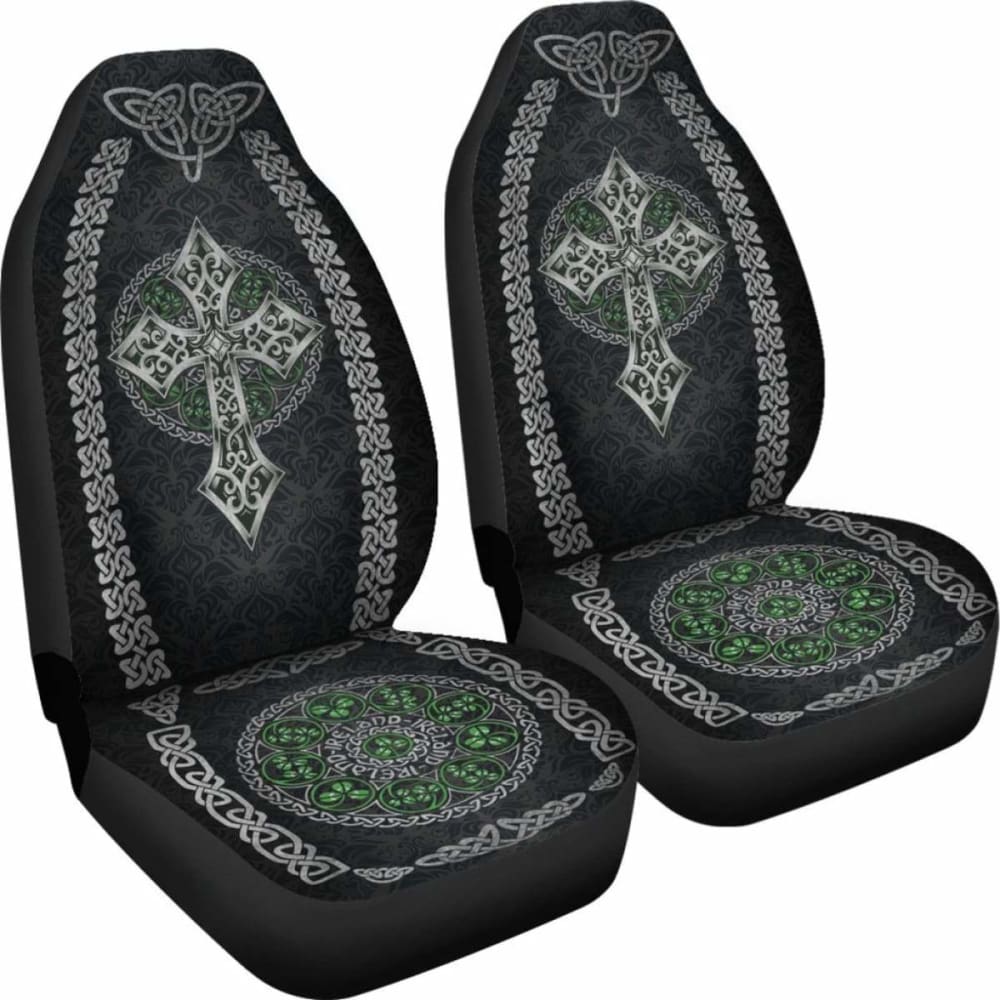 Celtic Cross And Shamrock Car Seat Covers (Set Of 2) 160905