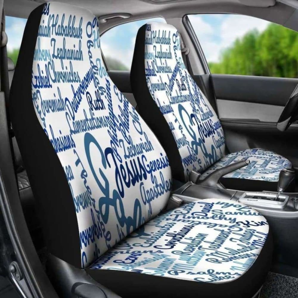 Christianity Holy Bible Books White Blue Car Seat Cover 142711 - YourCarButBetter