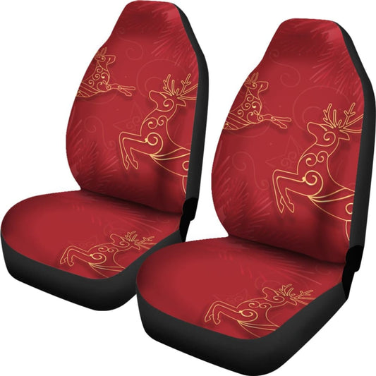 Christmas Reindeer And Pine Tree Pattern Car Seat Covers 210601 - YourCarButBetter