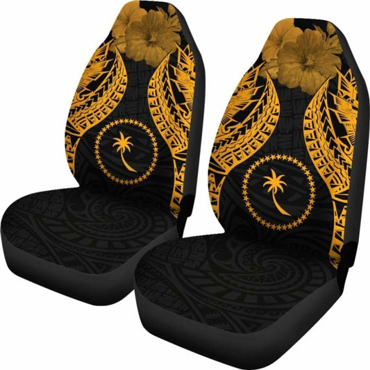 Chuuk Polynesian Car Seat Covers Pride Seal And Hibiscus Gold - 232125 - YourCarButBetter