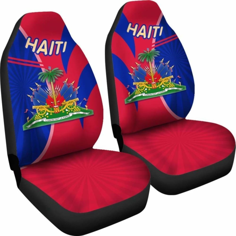 Coat Of Arms Haiti Car Seat Covers Circle Stripes 13 153908 - YourCarButBetter