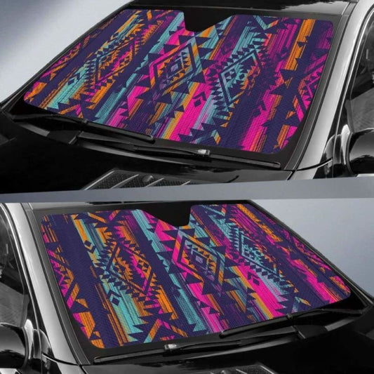 Colorful Boho Aztec Streaks Car Sun Shades 104020 - YourCarButBetter