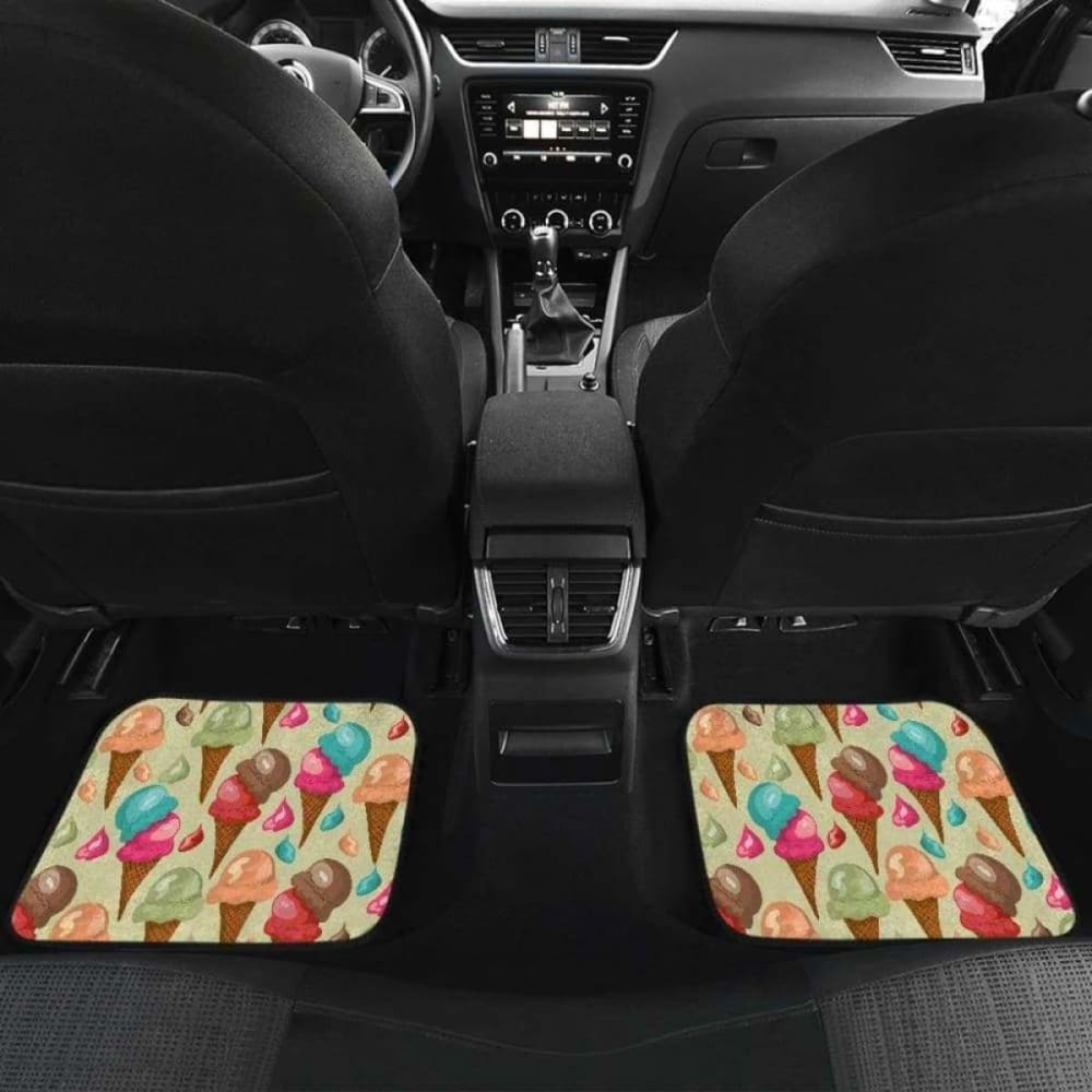 Colorful Ice Cream Pattern Front And Back Car Mats 160830 - YourCarButBetter