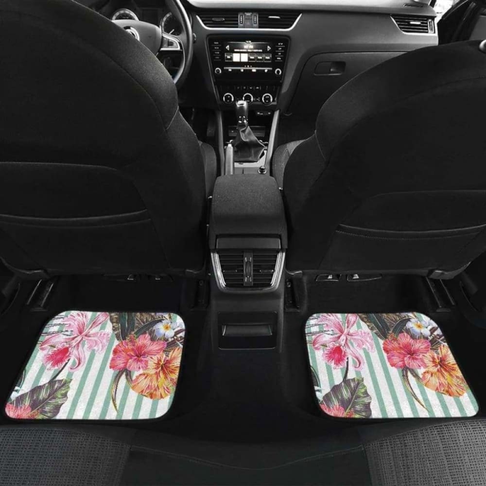Colorful Orchid Flower Pattern Front And Back Car Mats 174914 - YourCarButBetter