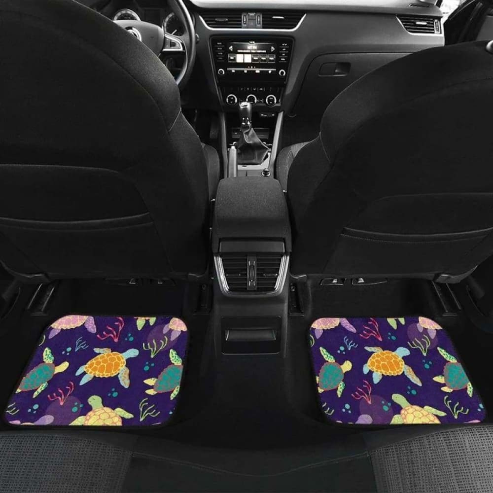 Colorful Sea Turtle Pattern Front And Back Car Mats 091814 051512 - YourCarButBetter