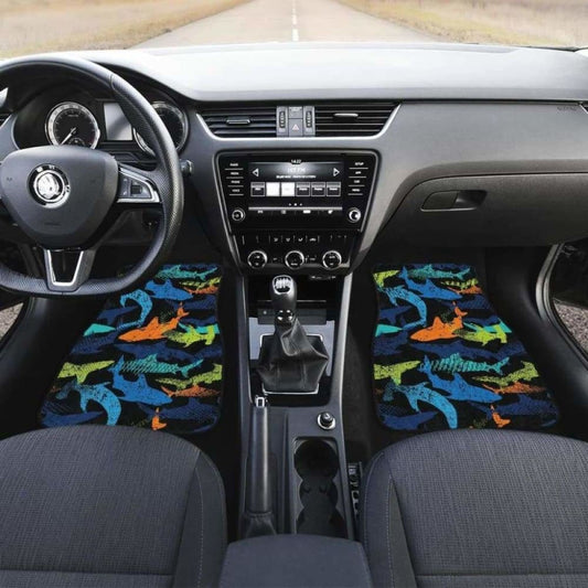Colorful Shark Front And Back Car Mats 102802 - YourCarButBetter