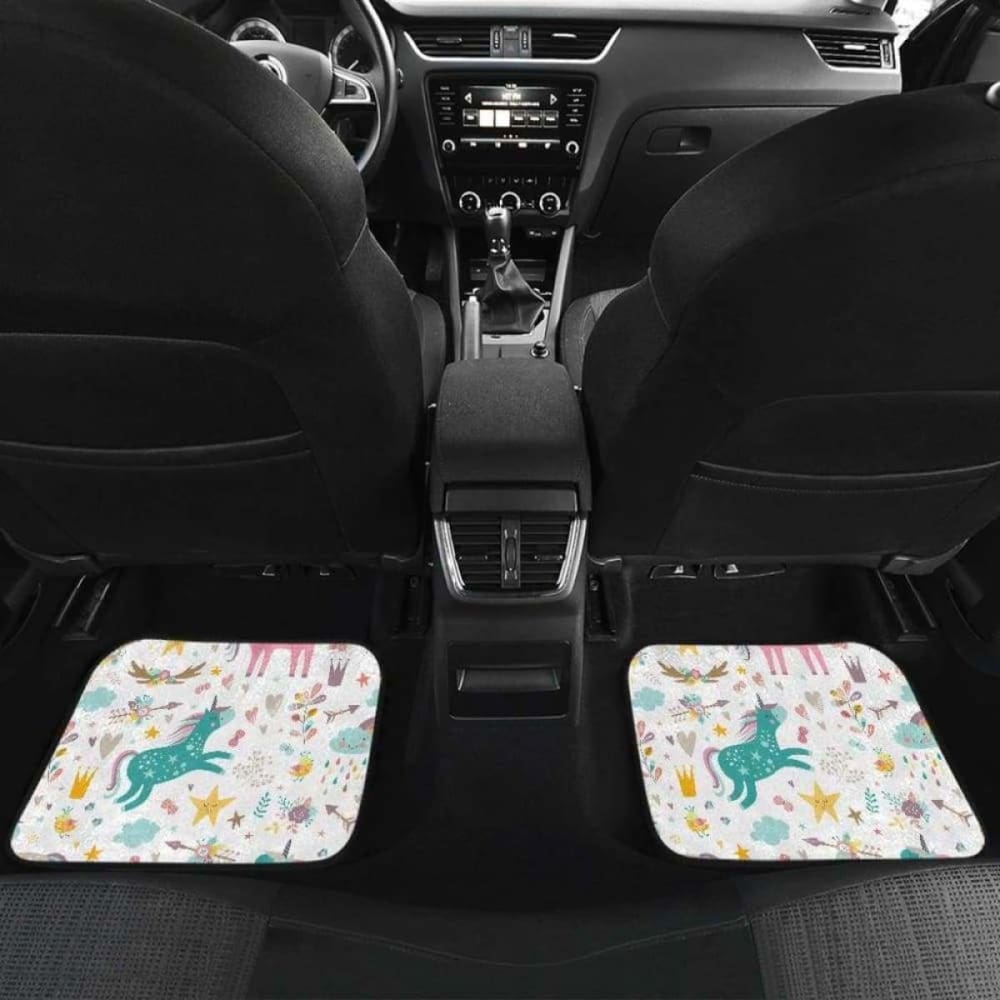 Colorful Unicorn Pattern Front And Back Car Mats 170817