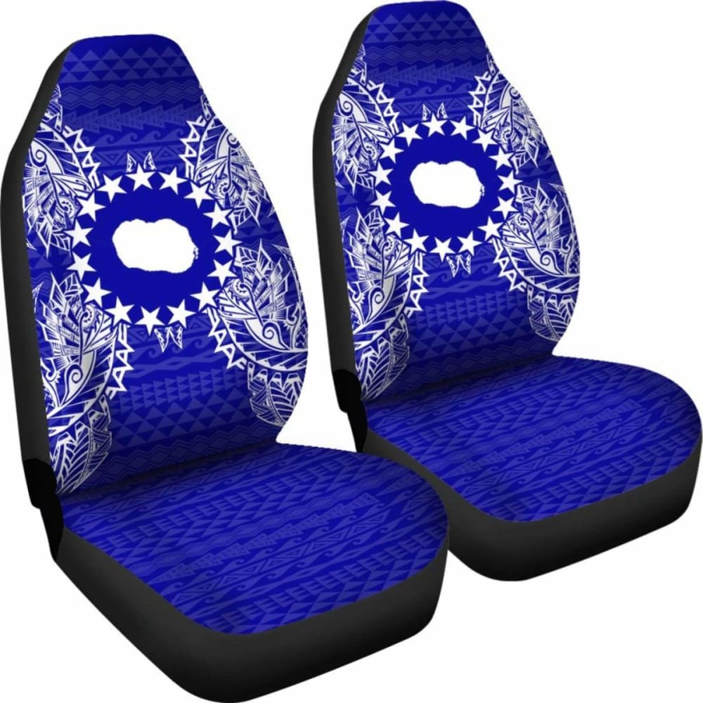Cook Islands Car Seat Cover - Cook Islands Flag Map Blue - 105905 - YourCarButBetter