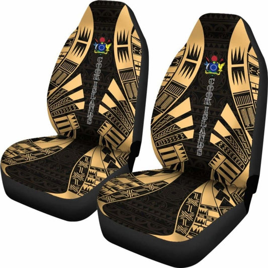 Cook Islands Car Seat Covers - Polynesian Tattoo Gold - 9 174914 - YourCarButBetter