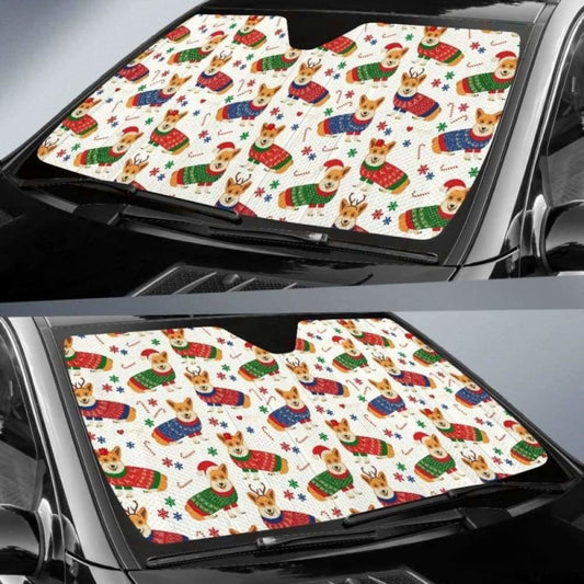 Corgi Christmas Pattern Car Auto Sun Shades 085424 - YourCarButBetter