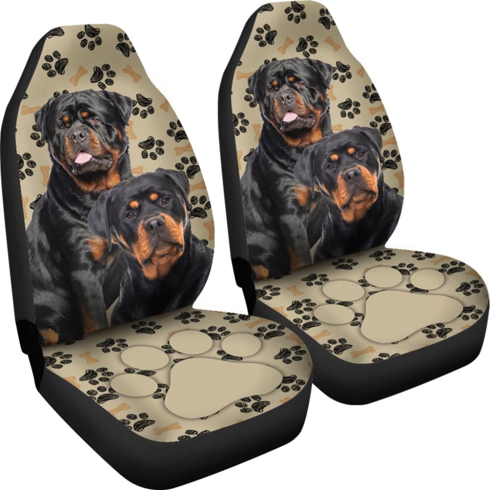 Couple Rottweilers For Rottweilers Lovers Paw Print Car Seat Covers 212701 - YourCarButBetter