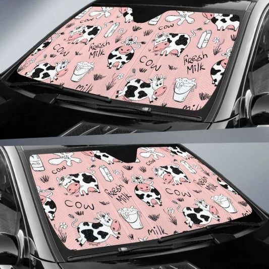 Cows Milk Product Pink Background Car Auto Sun Shades 172609 - YourCarButBetter