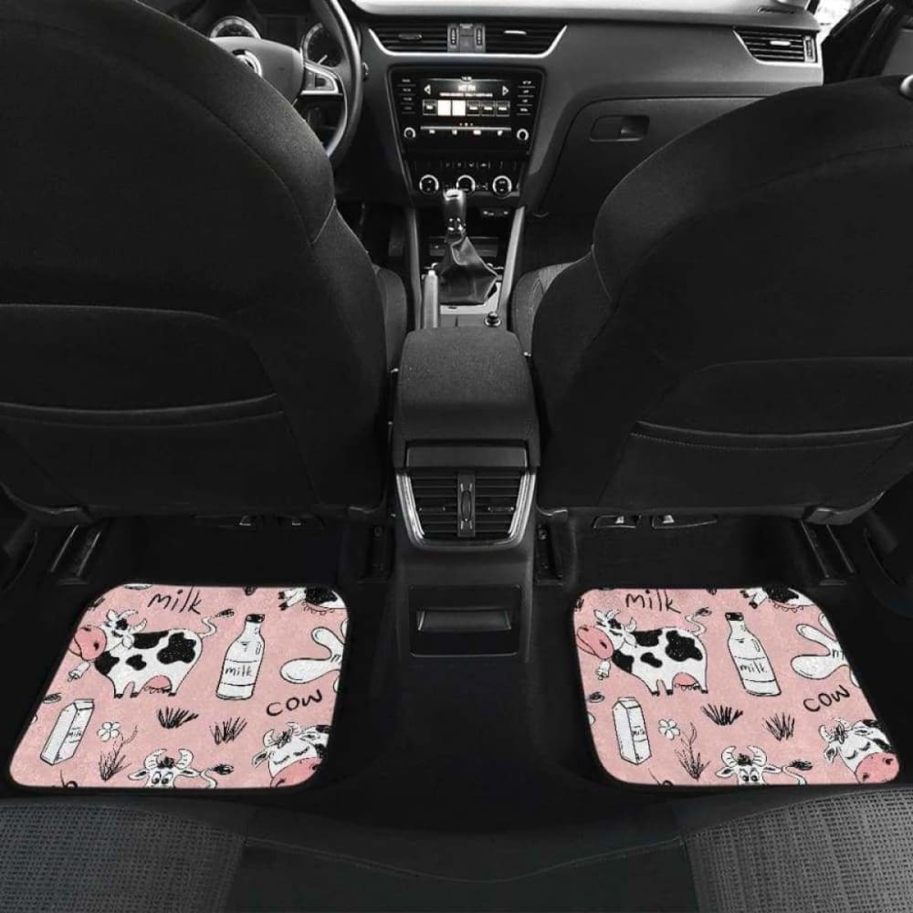 Cows Milk Product Pink Background Front And Back Car Mats 144730