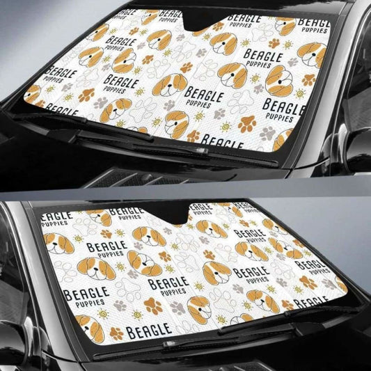 Cute Beagle Dog Pattern Background Car Auto Sun Shades 102507 - YourCarButBetter