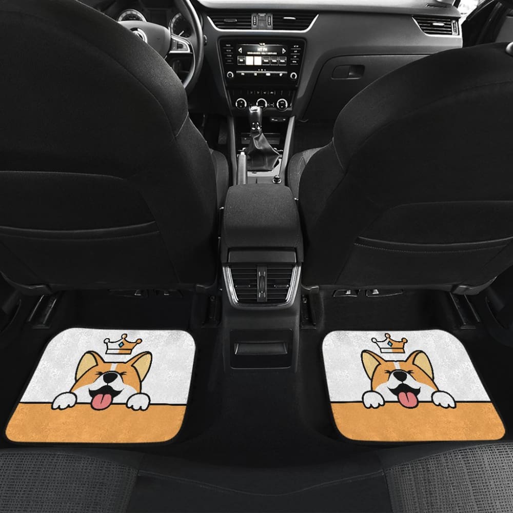 Cute Dog Corgi Royal Crown Premium Car Floor Mats 211205 - YourCarButBetter