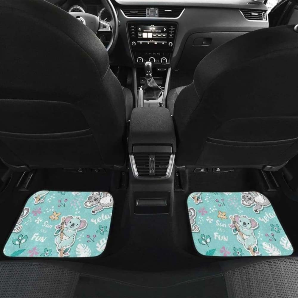 Cute Koalas Blue Background Pattern Front And Back Car Mats 174914 - YourCarButBetter