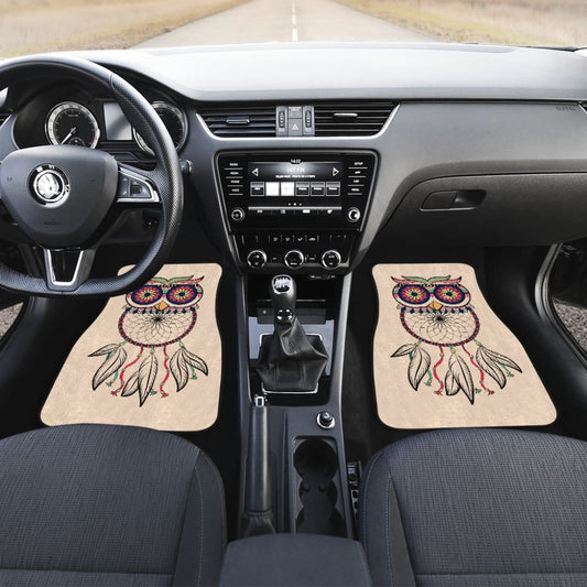 Cute Native American Owl Dreamcatcher Pink Themed Car Floor Mats 210301 - YourCarButBetter