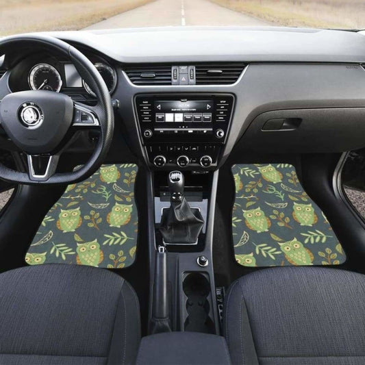 Cute Owls Leaves Pattern Front And Back Car Mats 201216