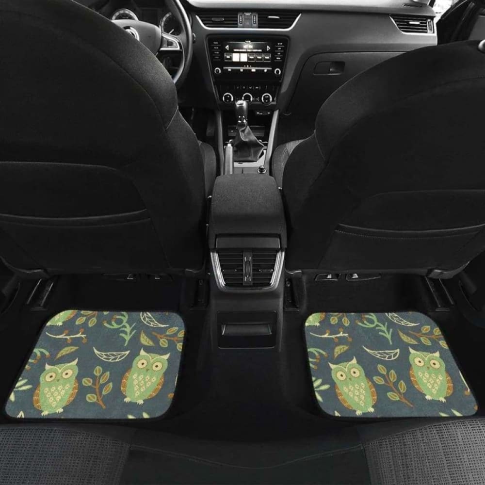Cute Owls Leaves Pattern Front And Back Car Mats 201216