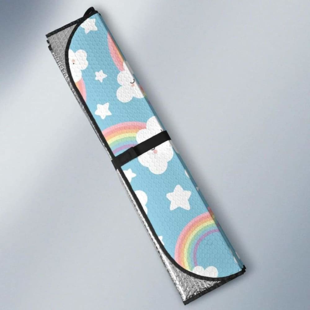 Cute Rainbow Clound Star Pattern Blue Background Car Auto Sun Shades 550317 - YourCarButBetter