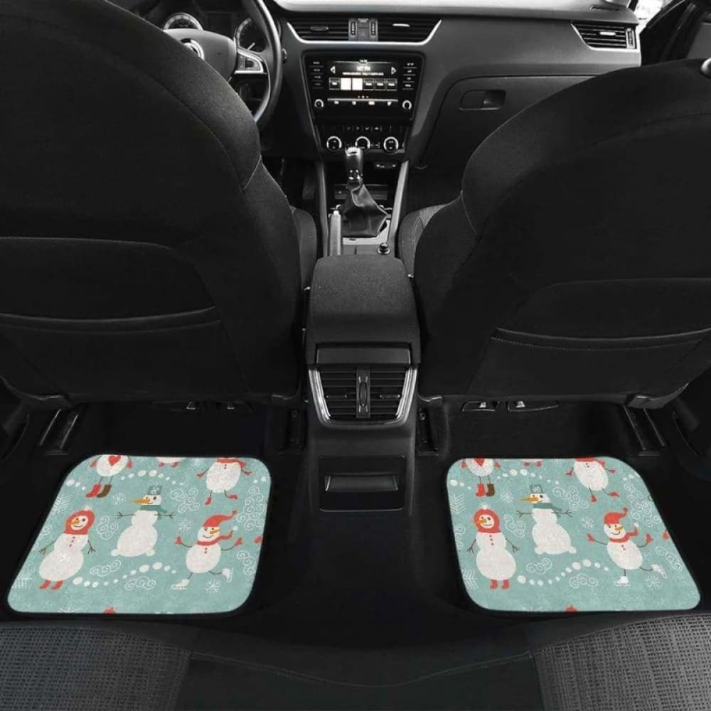 Cute Snowman Pattern Front And Back Car Mats 112608