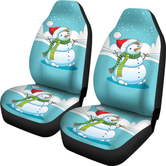 Cute Snowman Pattern Print Car Seat Covers 211903 - YourCarButBetter