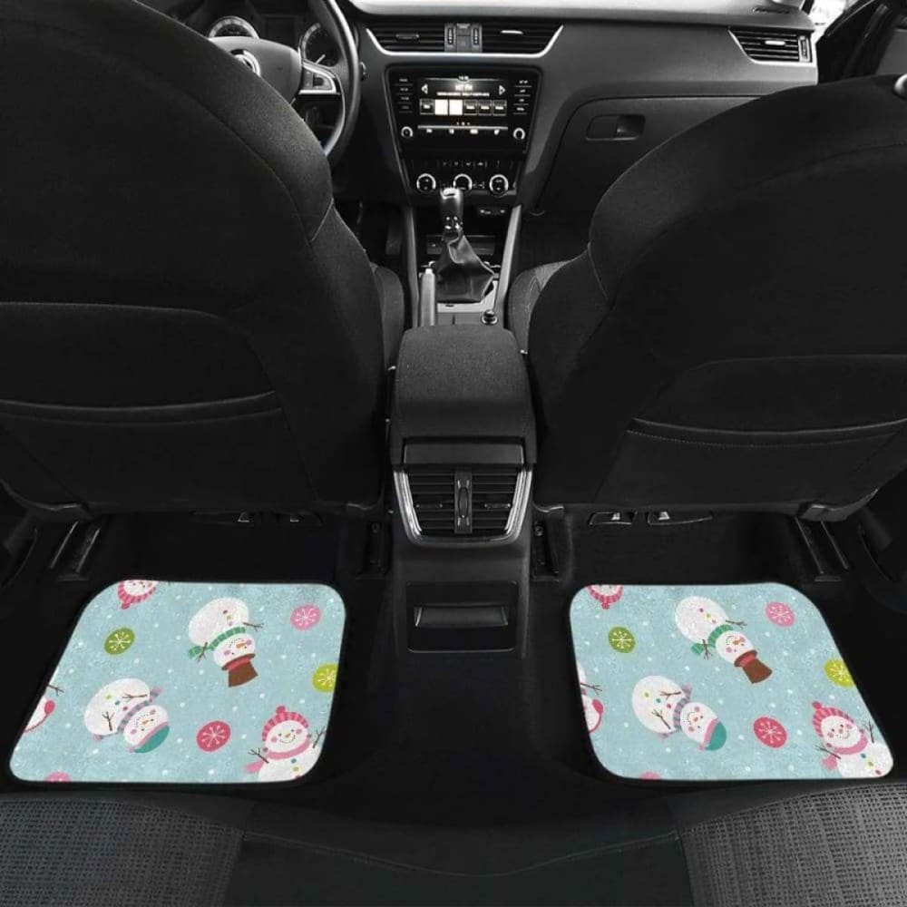 Cute Snowman Snowflake Pattern Front And Back Car Mats 112608
