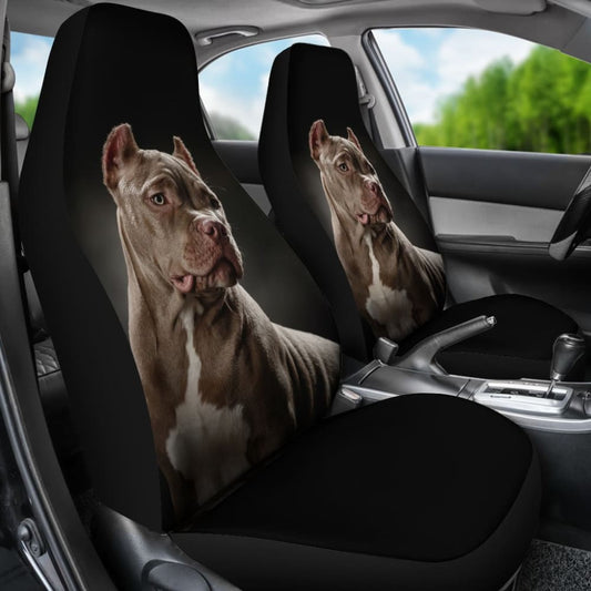 Dark Grey Pit Bull Black Car Seat Covers 210802