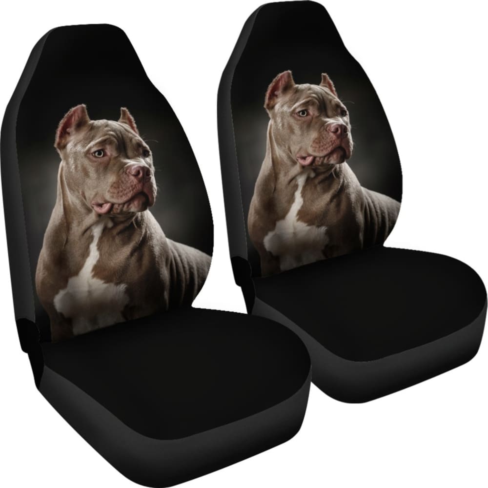 Dark Grey Pit Bull Black Car Seat Covers 210802