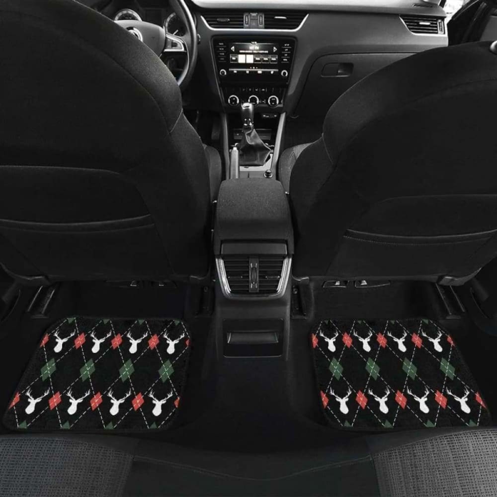 Deer Christmas New Year Pattern Argyle Front And Back Car Mats 161012